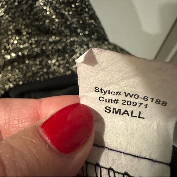 Aqua Brand Bloomingdales Scalloped Neck Dress Gold Glitter Black Small NYE Party - Picture 7 of 12